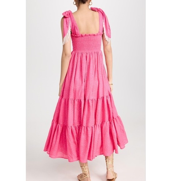 Sundress Saint Barth Neon Pink Jade Dress Hot Pink‎ Sequin Dress XS/S Tall Midi - Picture 2 of 13